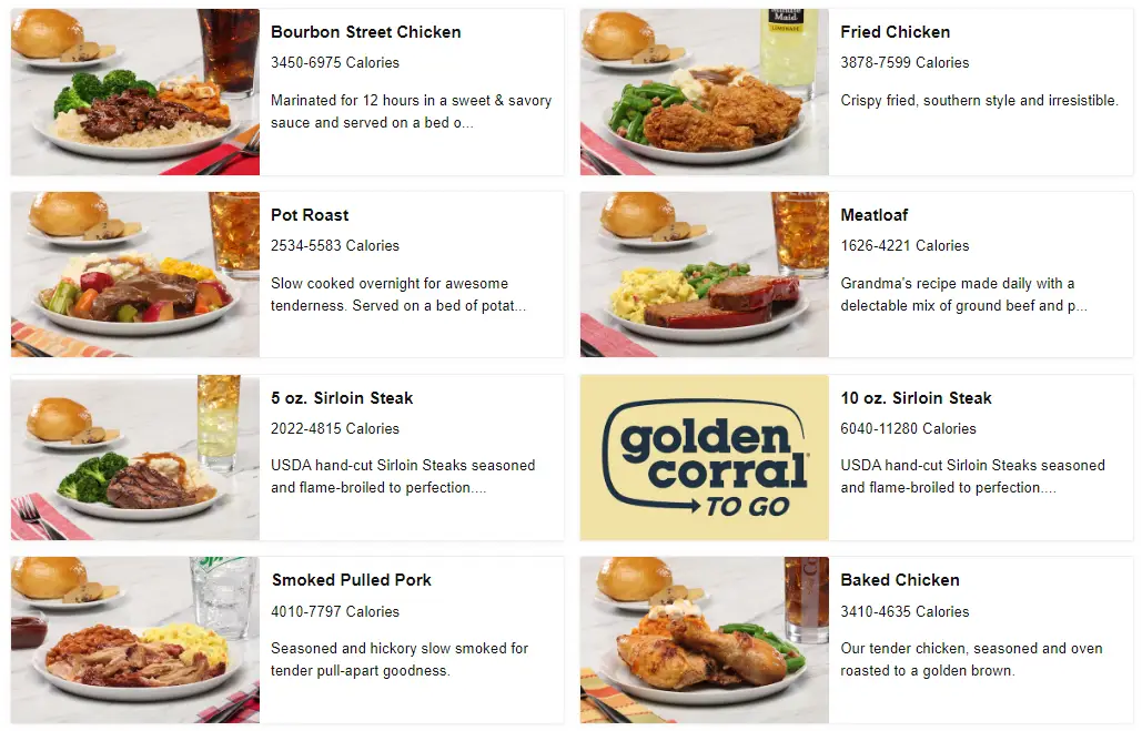 Golden Corral Family Meals