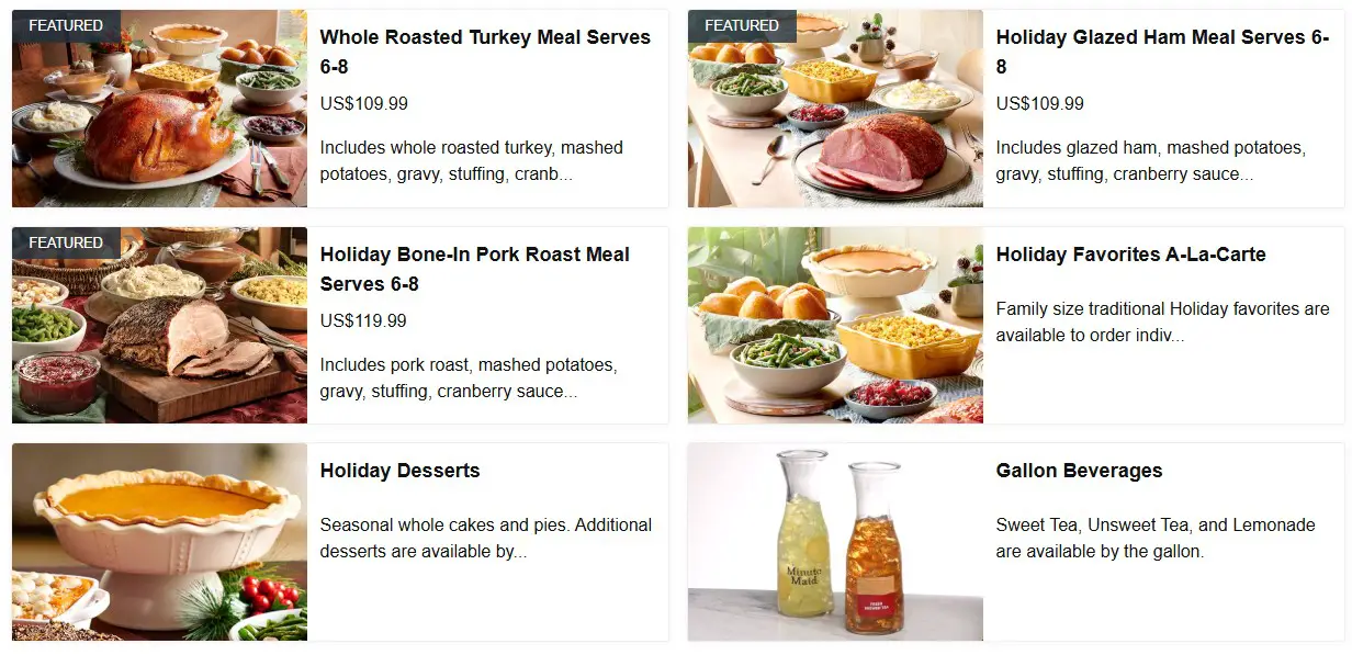 Golden Corral Holiday Meals