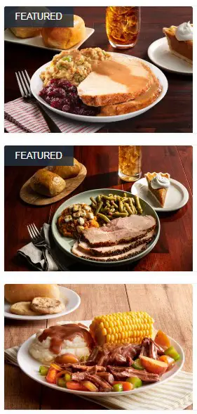 Golden Corral Individual Meals for Christmas