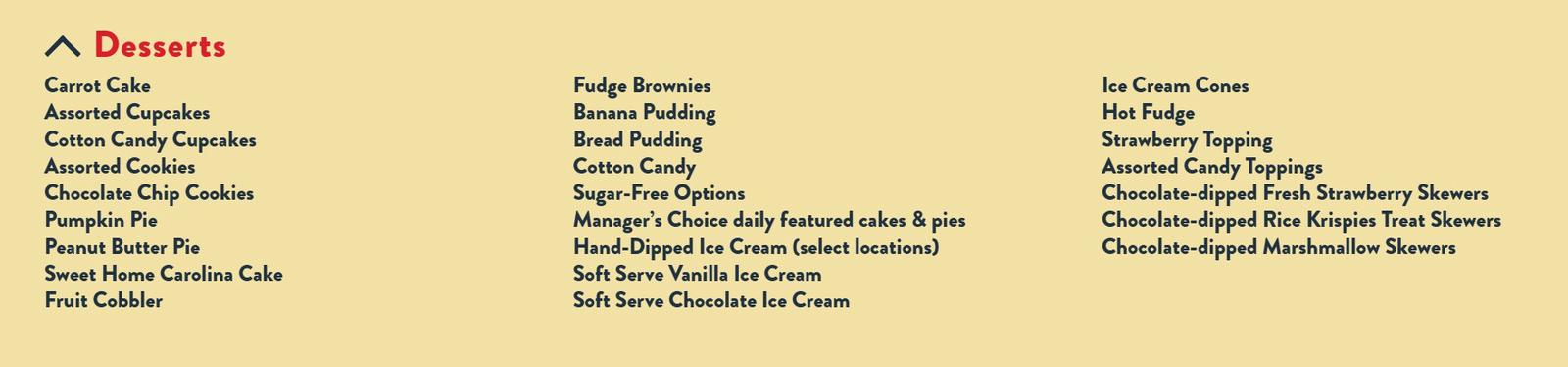 Golden Corral Dinner Desserts