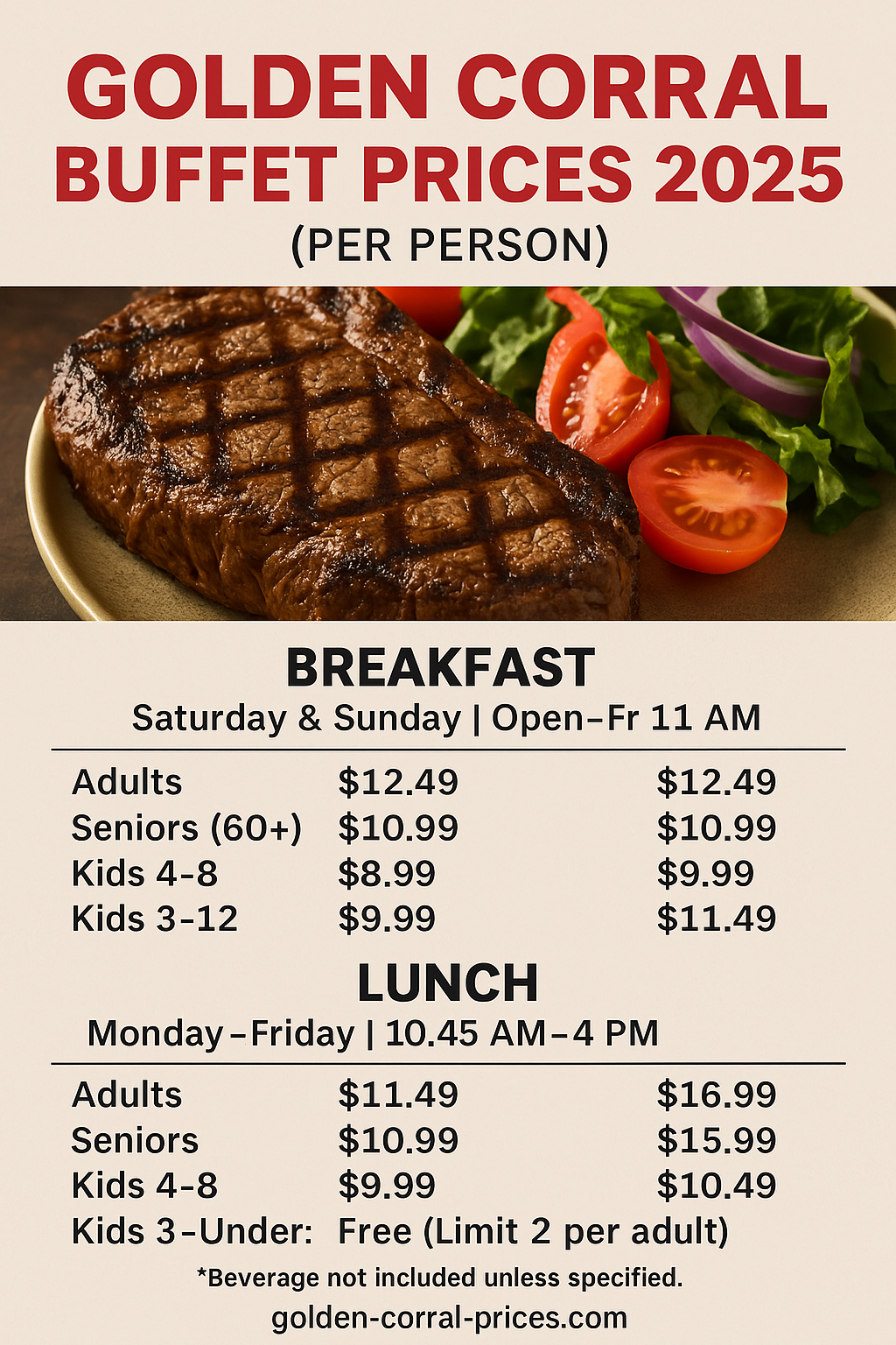 Golden Corral Menu Prices for Buffets (Breakfast, Lunch & Dinner) Golden Corral Buffet Prices
